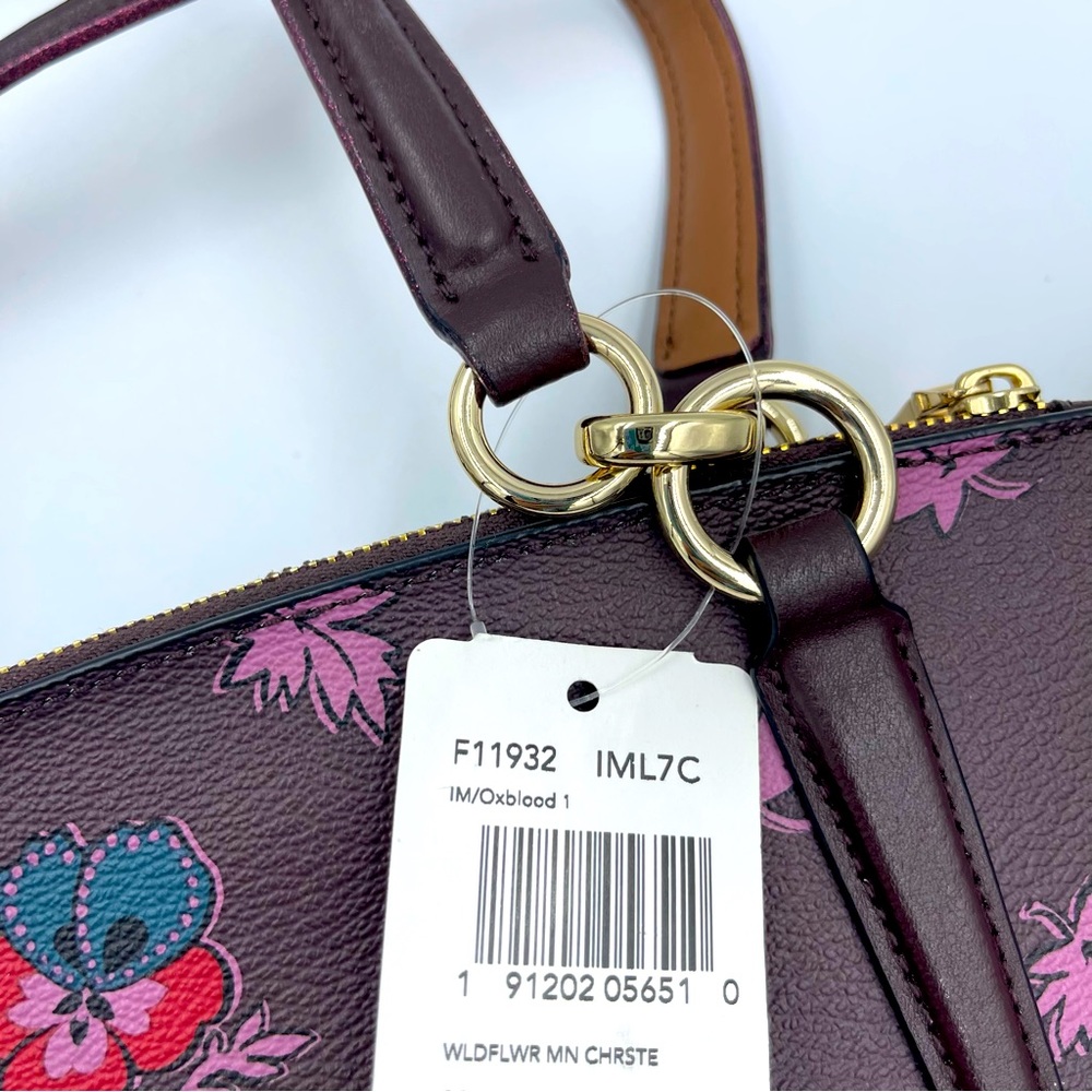 Coach Mini Christie Carryall Wildflower Print Oxblood NWT - Picture 5 of 7